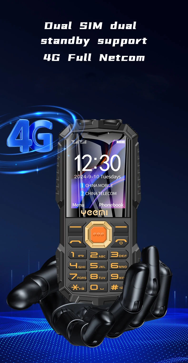 YEEMI Q7+ 4G Mobile Phone 2.4inches LTE Flashlight Waterproof Outdoor Cellphone Loud Speaker 2400mAh Big Battery For Elderly