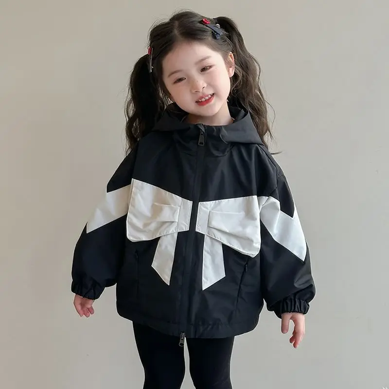 Girls' Spring Jacket New Style Girls' Top Children's Western Outdoor Sports Charge Jacket Baby Hooded Coat