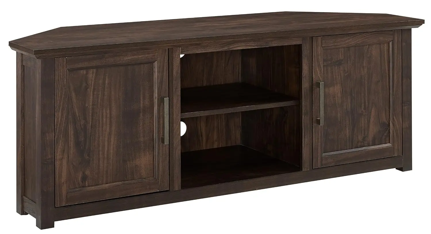 Corner TV Stand Entertainment Center Storage Shelves for 65+ inch TVs, Dark Walnut, Customized
