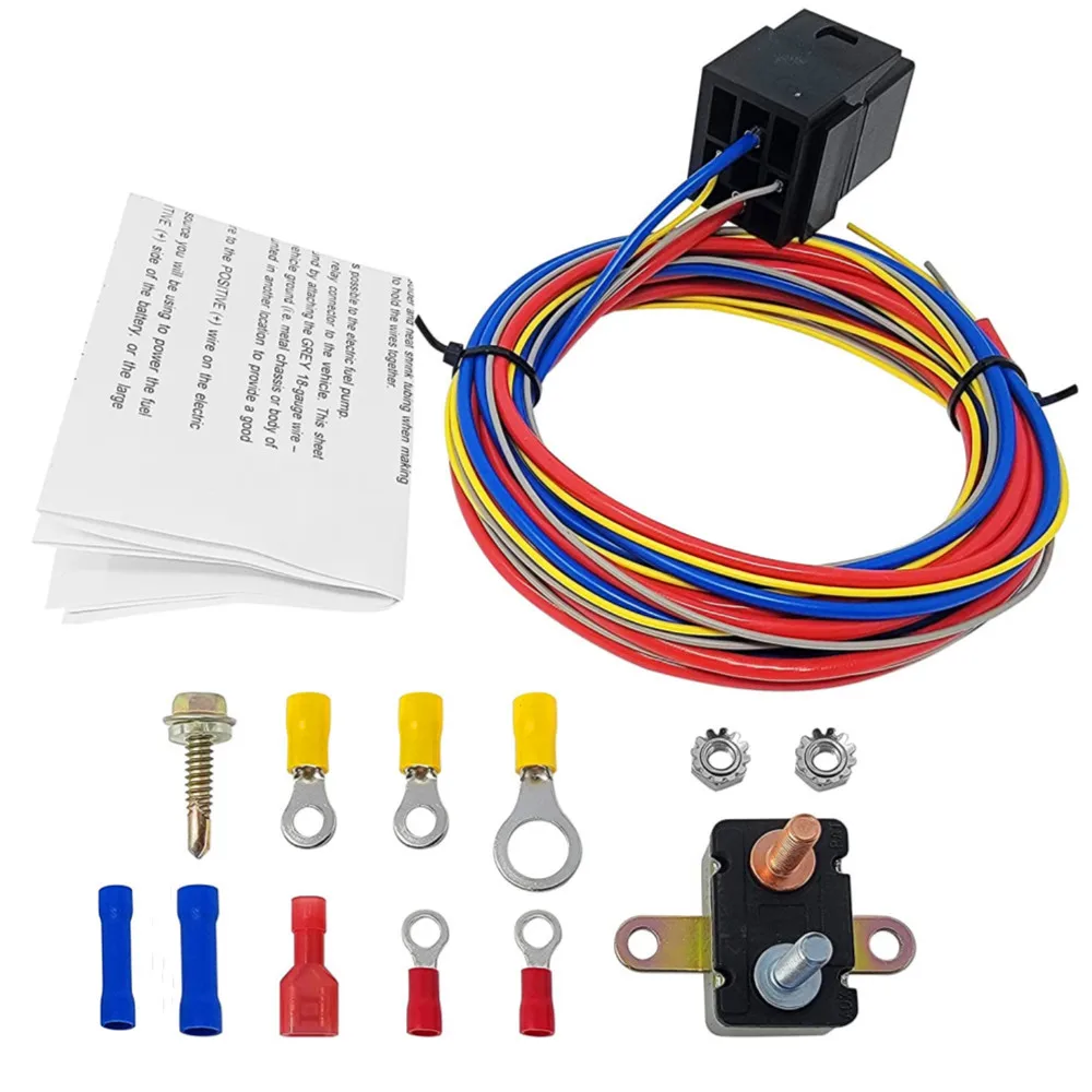 30A Electric Fan radiator electric fuel pump wiring harness & relay wiring Kit Automotive Wire Harness  Switch Easy to Install