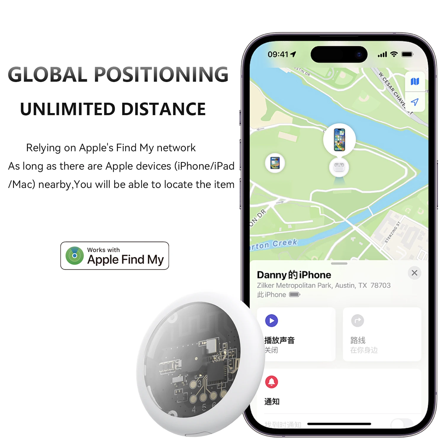 Mini Transparent ABS MFi Certified Smart Pet Tracker Apple Find My Google Find Compatible Bluetooth Smart Airtag for Cat Dog Key