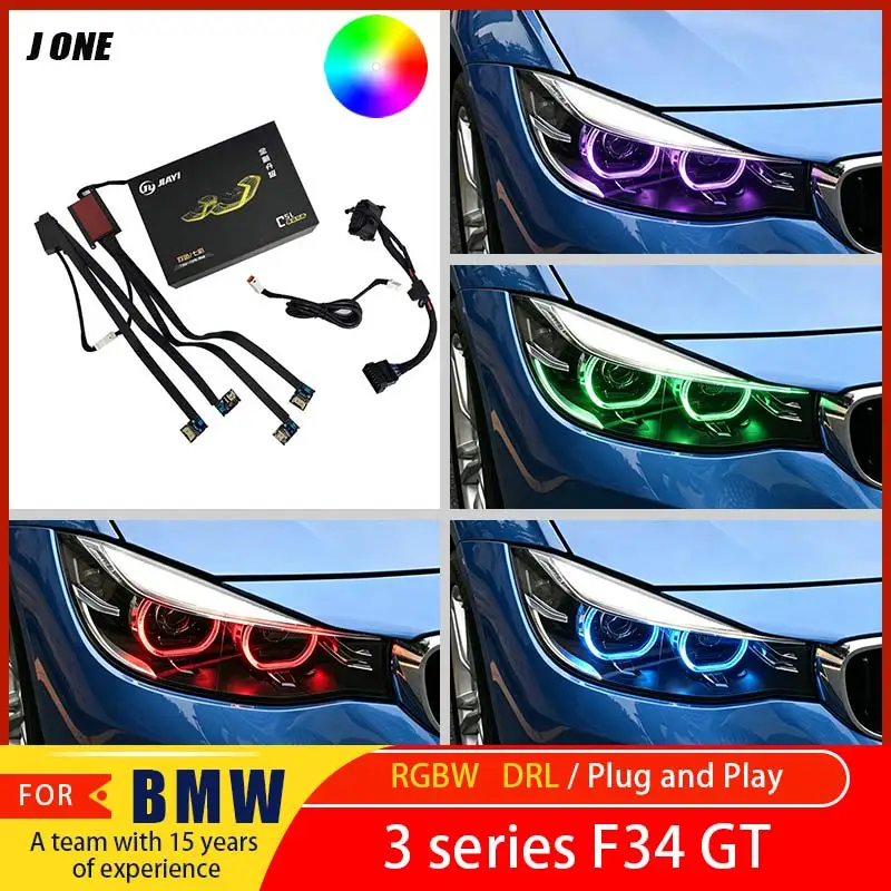 FOR BMW 3 Series GT F34 320i 328i Early Facelift Xenon Headlights RGBW Daytime Running Lights Multi-color Ice Blue Red Yellow