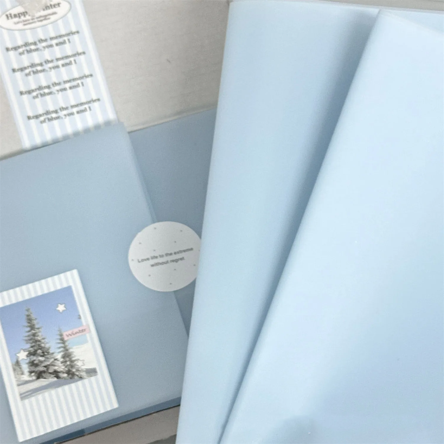 Korean Su Paper Blue Gift Wrapping Paper Waterproof Wrapping Paper Craft For Flower Packaging Birthday Gifts Event Decoration
