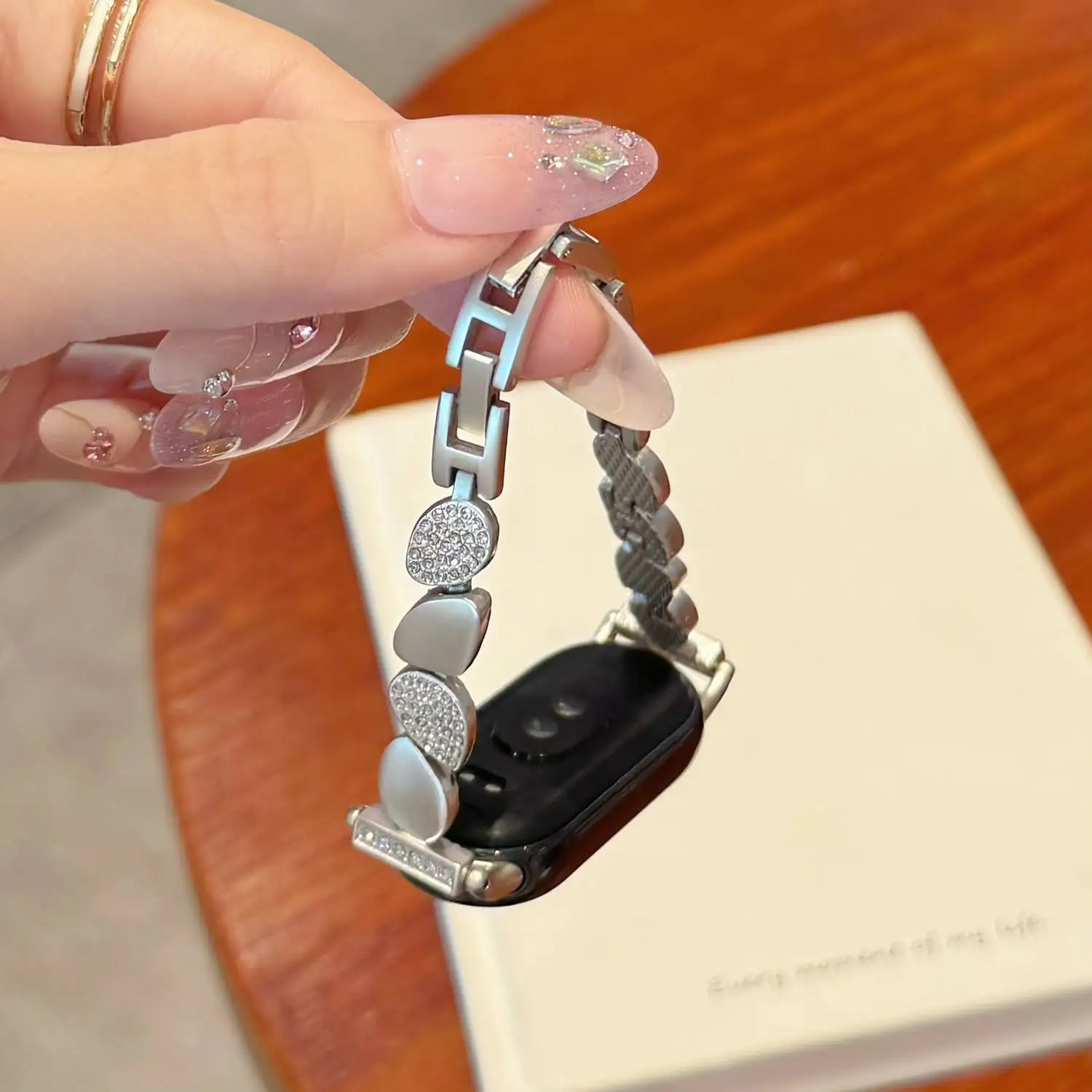 Beautiful Luxury Irregular Metal Correa for Xiaomi Band 10 9 8 Strap Metal Link Bracelet NFC Wristband Accessories
