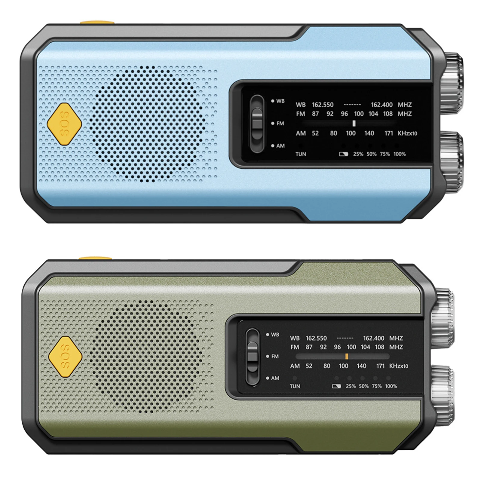 

Радиоприемник с ручным приводом AM/FM/WB с LED-фонариком, сигнализацией SOS и зарядкой для телефона для кемпинга и экстренных ситуаций