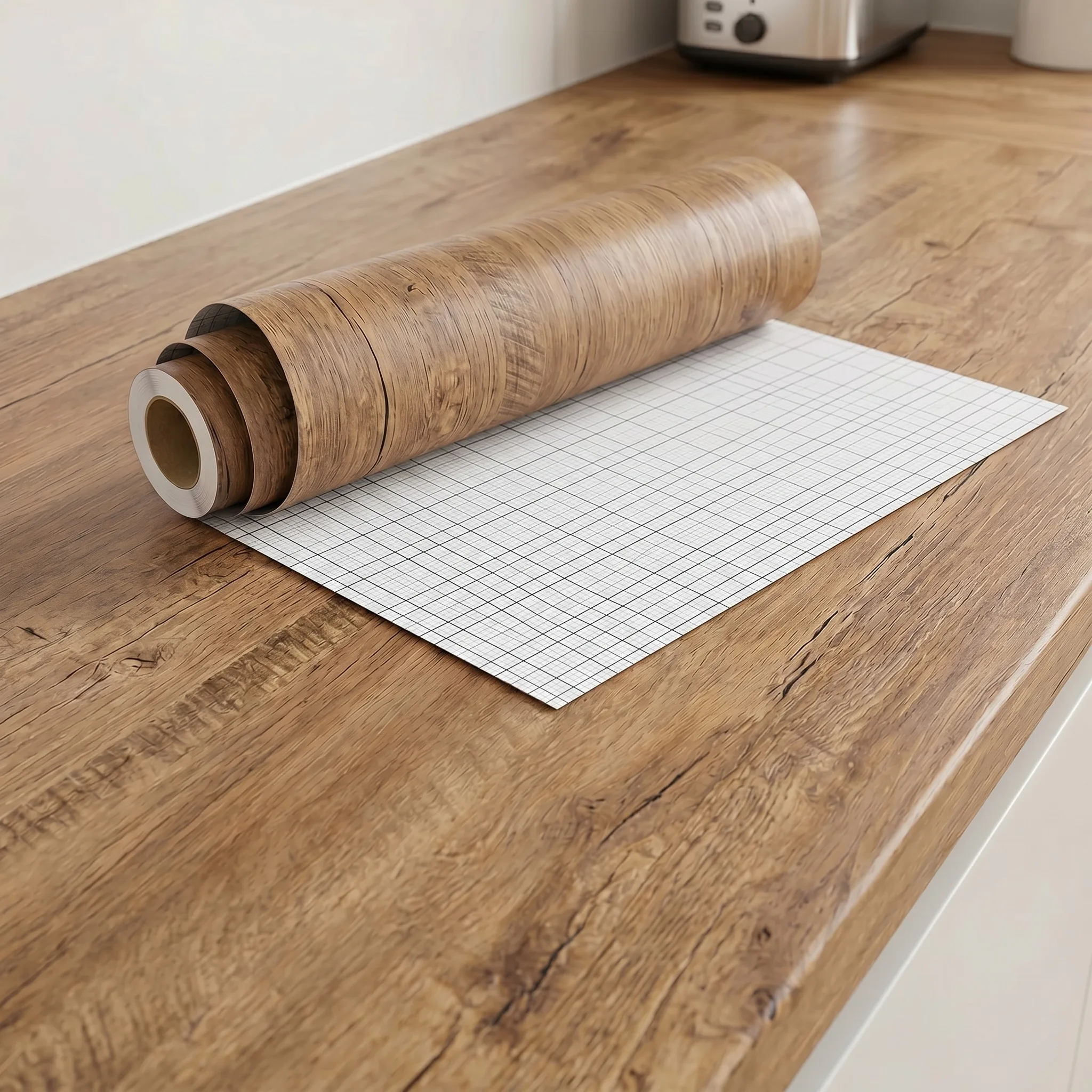 Waterproof Wood Grain Contact Paper, Peel and Stick Countertop Sticker, Removable Self-Adhesive Vinyl for Kitchen Cabinet Renova
