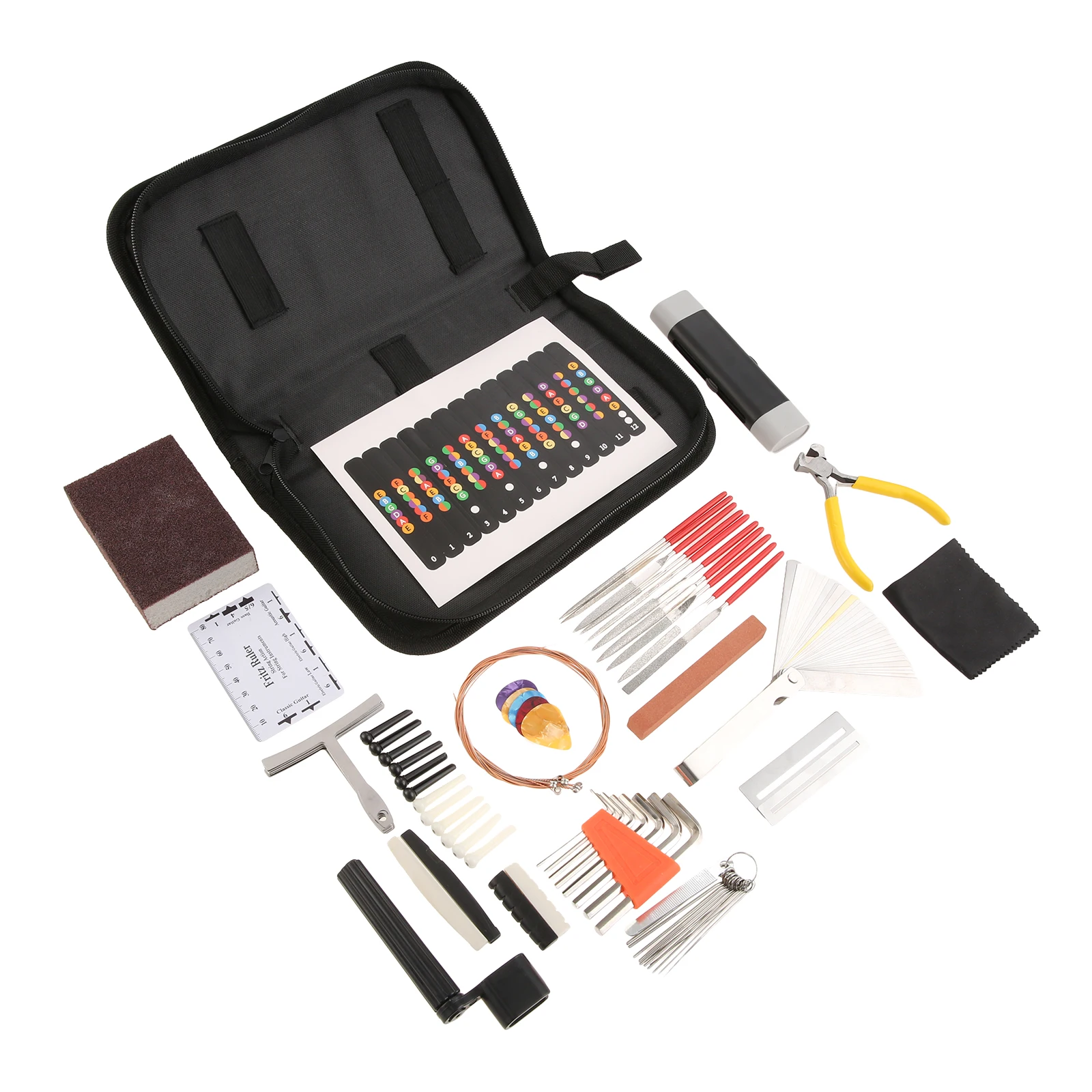 72pcs/set Guitar Maintenance Tool Kit for Cleaning Restringing Tuning Action Setup for Guitar Bass Mandolin Banjo Ukulele