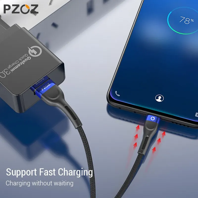 PZOZ Micro USB Cable Fast Charging Cord For Samsung S7 Xiaomi Redmi Note 5 Pro Android Mobile Phone MicroUSB Charger