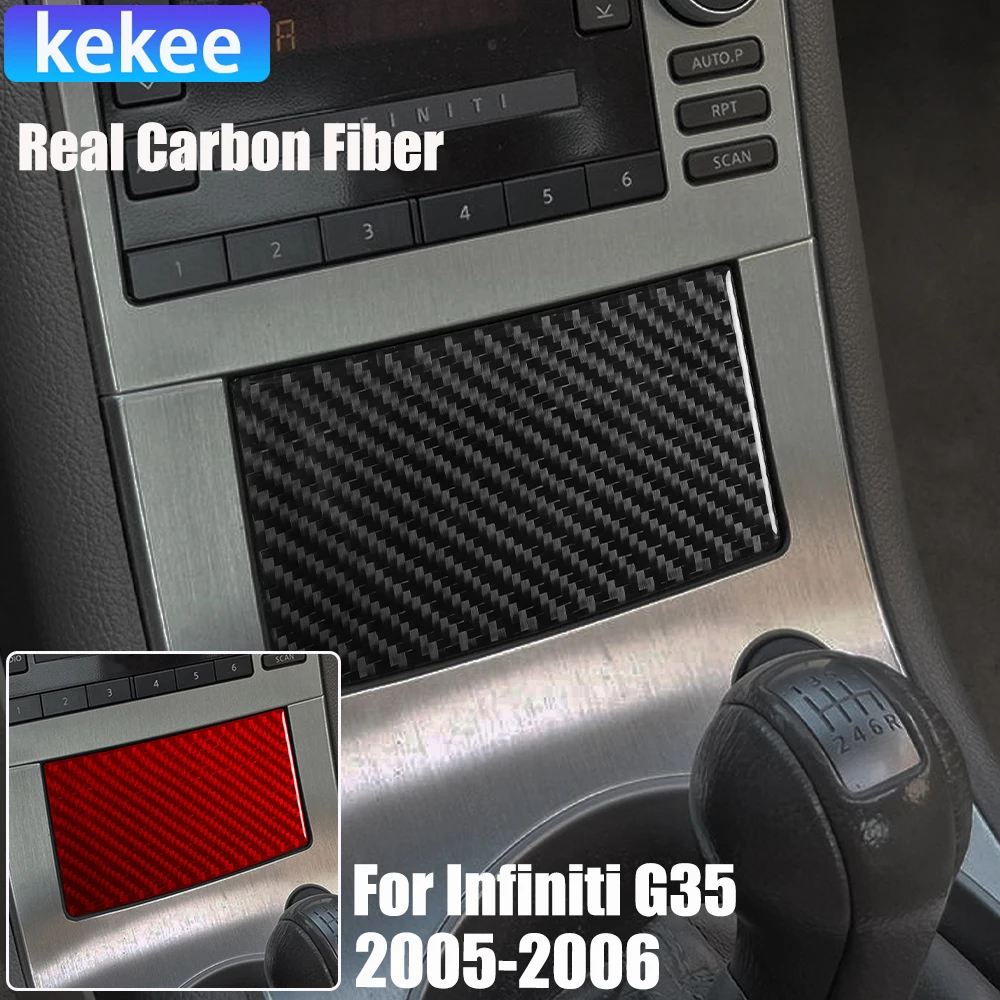 

Real Carbon Fiber Car Accessories Center Storage Panel Decorative Trim Cover Soft Sticker For Infiniti G35 V35 CV35 2005-2006