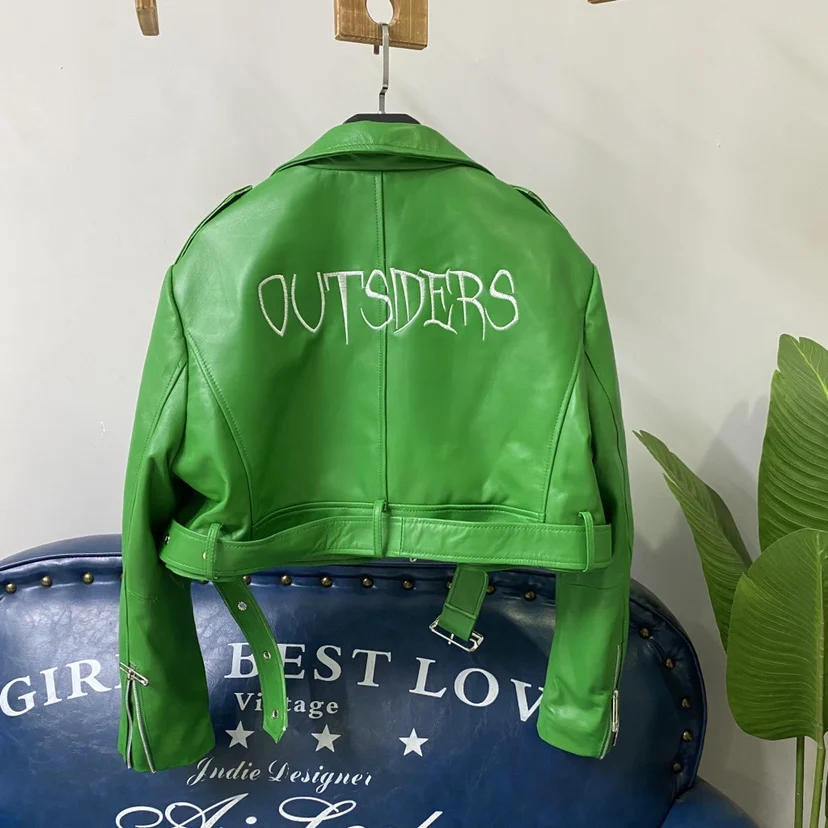 Rosa genuíno eepskin couro motociclista jaet feminino pesado bordado ba tamanho pequeno couro jaet commute sle zíper sve