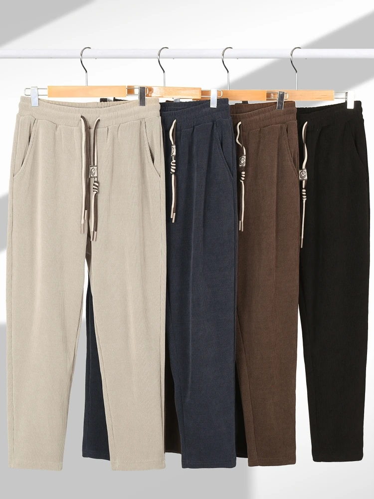 Strongly Recommended Men's Knitted Cotton Straight Leg Casual Sweatpants mid Waist Fashion Urban Style Spring Autumn Wear