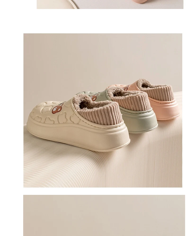 TZLDN Damen Herren Haus Wasserdichte Mode Bär Hausschuhe Slip on Schnee Winter Warme, vollständig mit Pelz gefütterte Hausschuhe Indoor Outdoor Schuhe – Detail 11