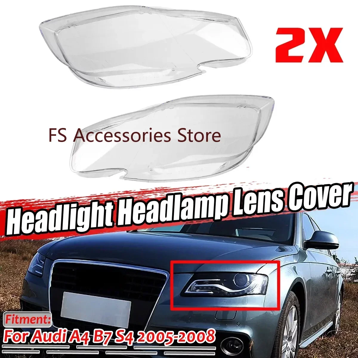 LH / RH Osłona przedniego reflektora Klosz soczewki do Audi A4 B7 S4 RS4 2006 2007 2008 Osłona reflektora Klosz lampy