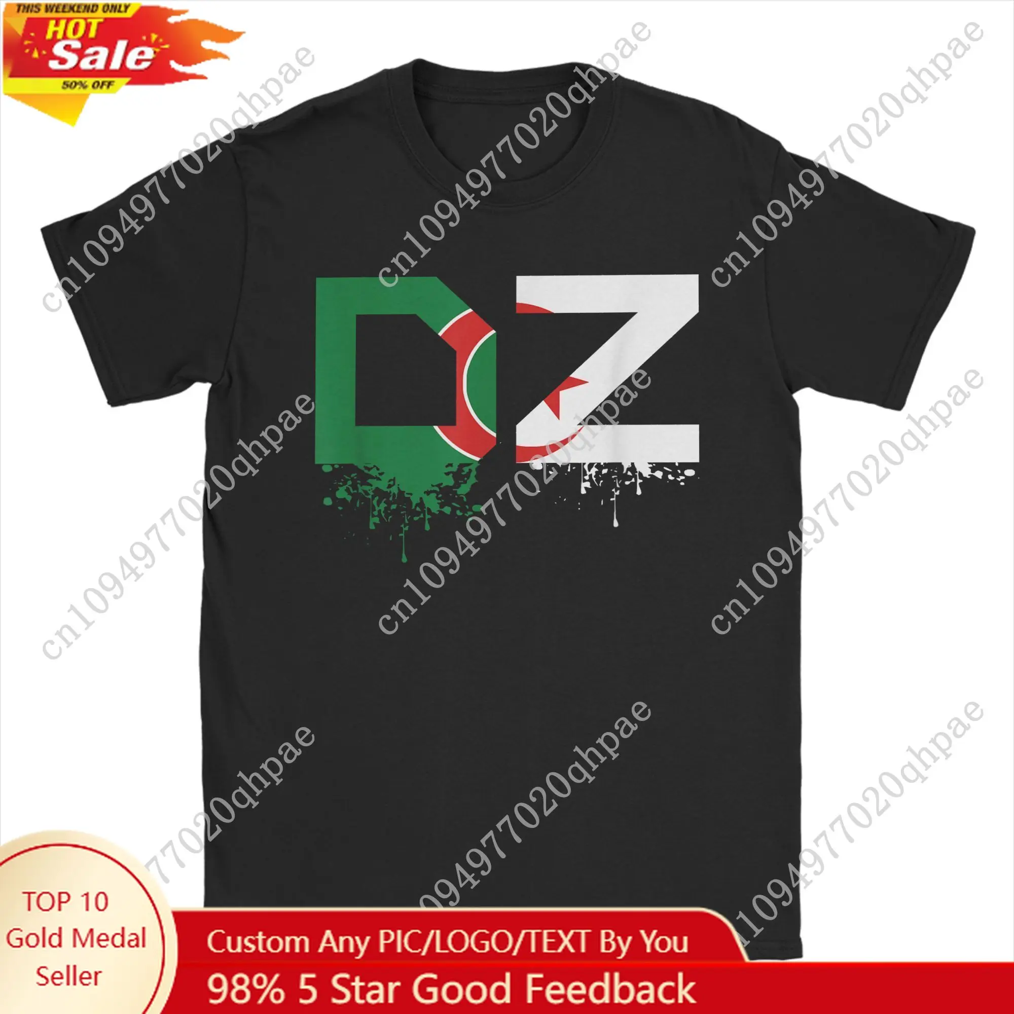 

DZ Algeria Algerian Flag Men T Shirt Africa Arab Novelty Tees Short Sleeve Round Collar T-Shirt Cotton Summer Clothing