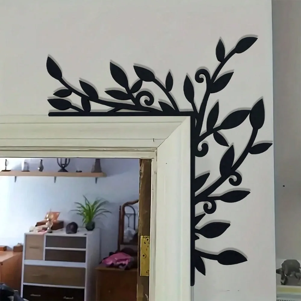 Tür-Eckdekoration aus Metall mit Pflanzenmotiv – elegante Wandkunst aus Eisen für die Inneneinrichtung