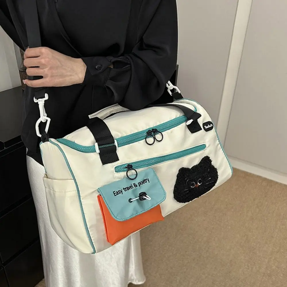 

Nylon Cartoon Travel Duffel Bag Wet Dry Separation Portable Women's Fitness Handbag Durable Large Capacity Travel Luggage Bag
