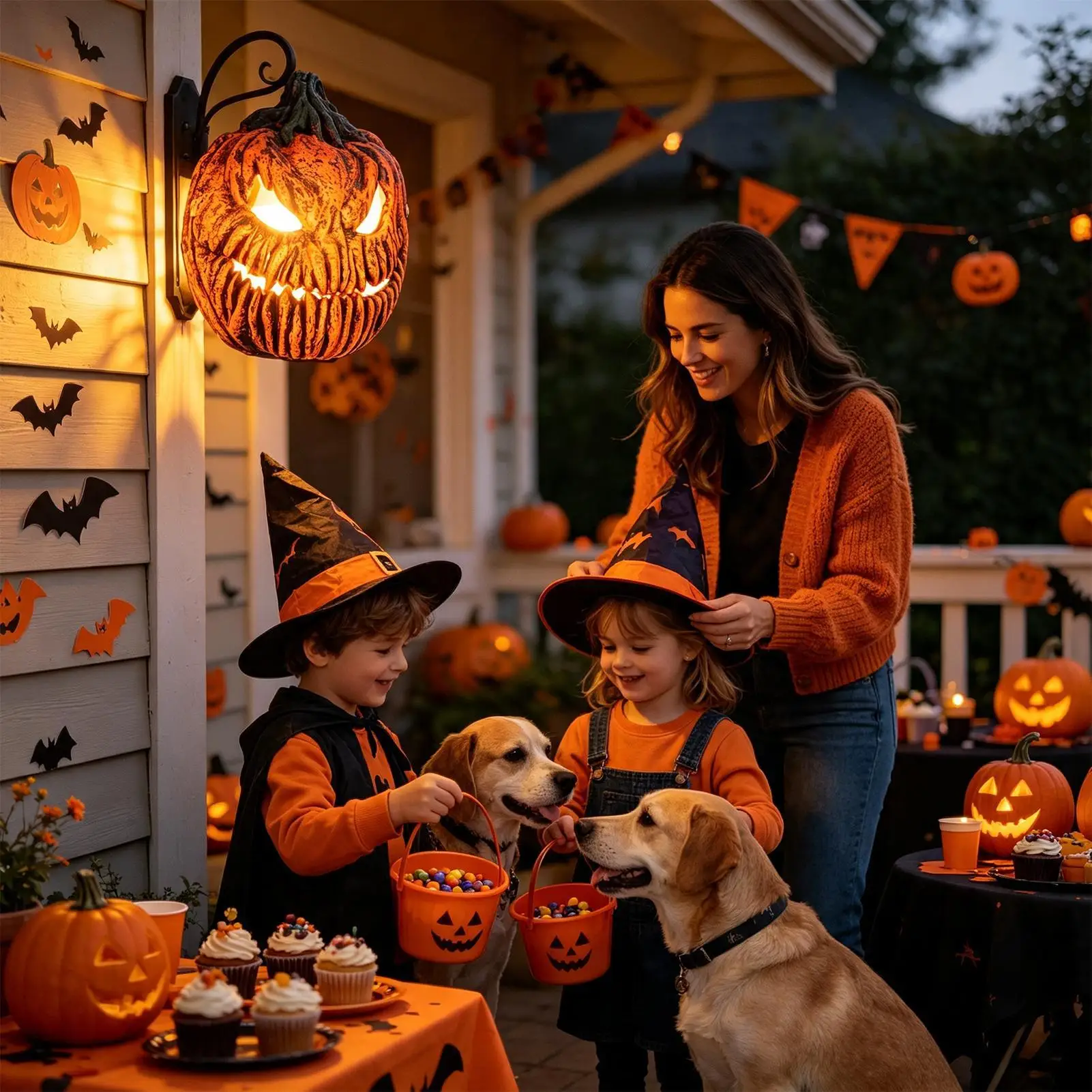 Halloween Porch Light Covers Spooky Wearable Prop Decor Decoration With Elastic Strap Outdoor Pumpkin Decorations Porch Light