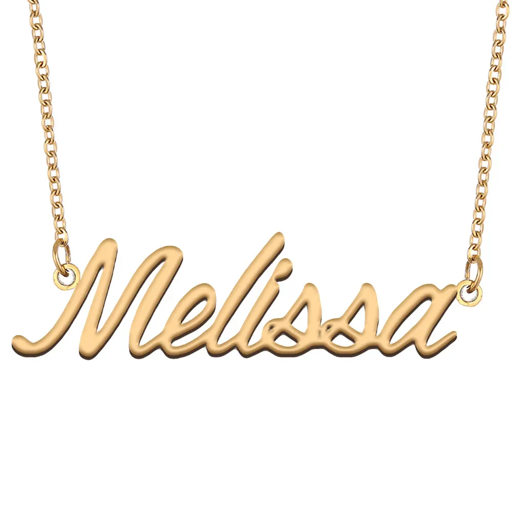 Nameplate Melissa Name Necklace for Women Girl Statement Stainless Steel Fashion Jewelry 2378