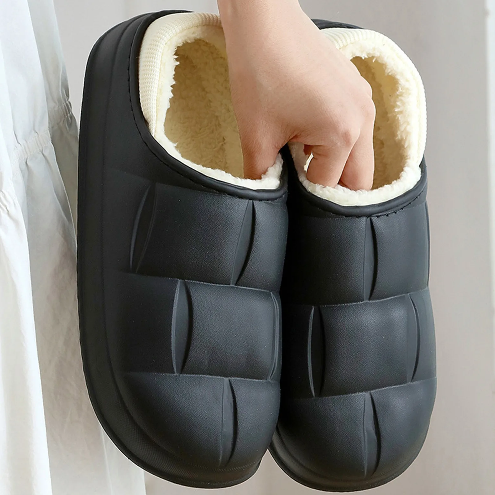 Autumn And Winter Waterproof Cotton Slippers Warm Women'S Winter Slippers Eva Indoor Shoes Thick Platform Non-Slip Cotton Shoes