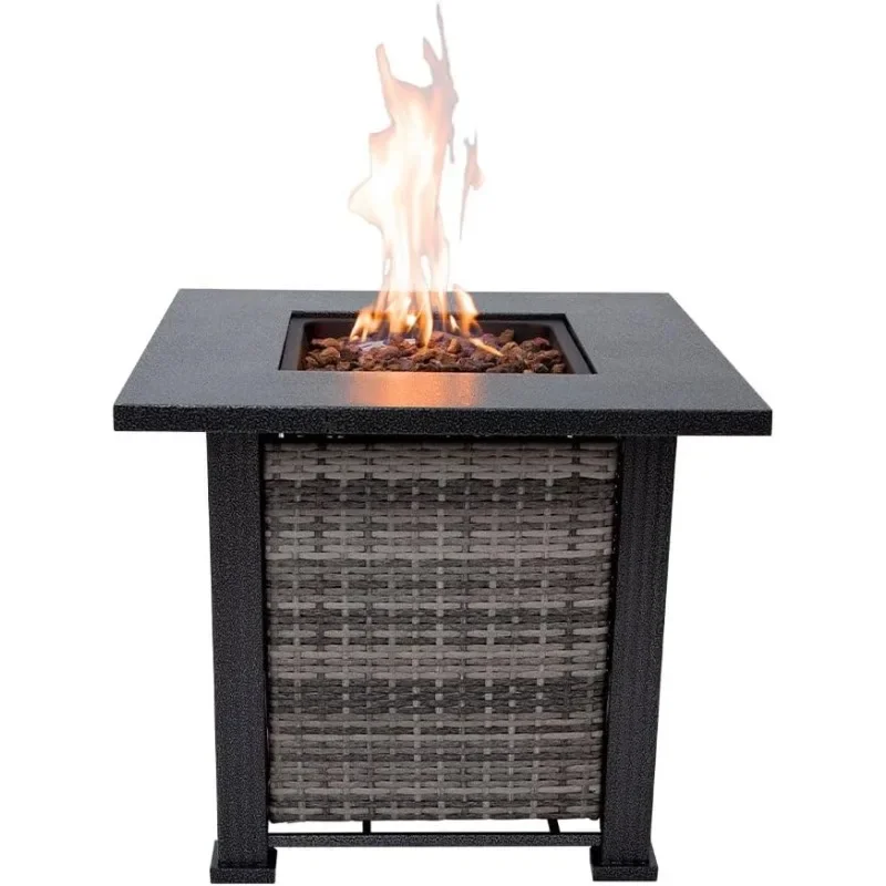 Outdoor Propane Fire Pit Table 50,000 BTUs Outdoor Fire Pit Propane Fuel Type with Lava Rocks Lid Durable for Outside