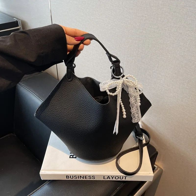 

2025 Korean Style Bow Purse - Elegant Beaded Shoulder Bag, Versatile Crossbody & Underarm Bag with Luxury Feel