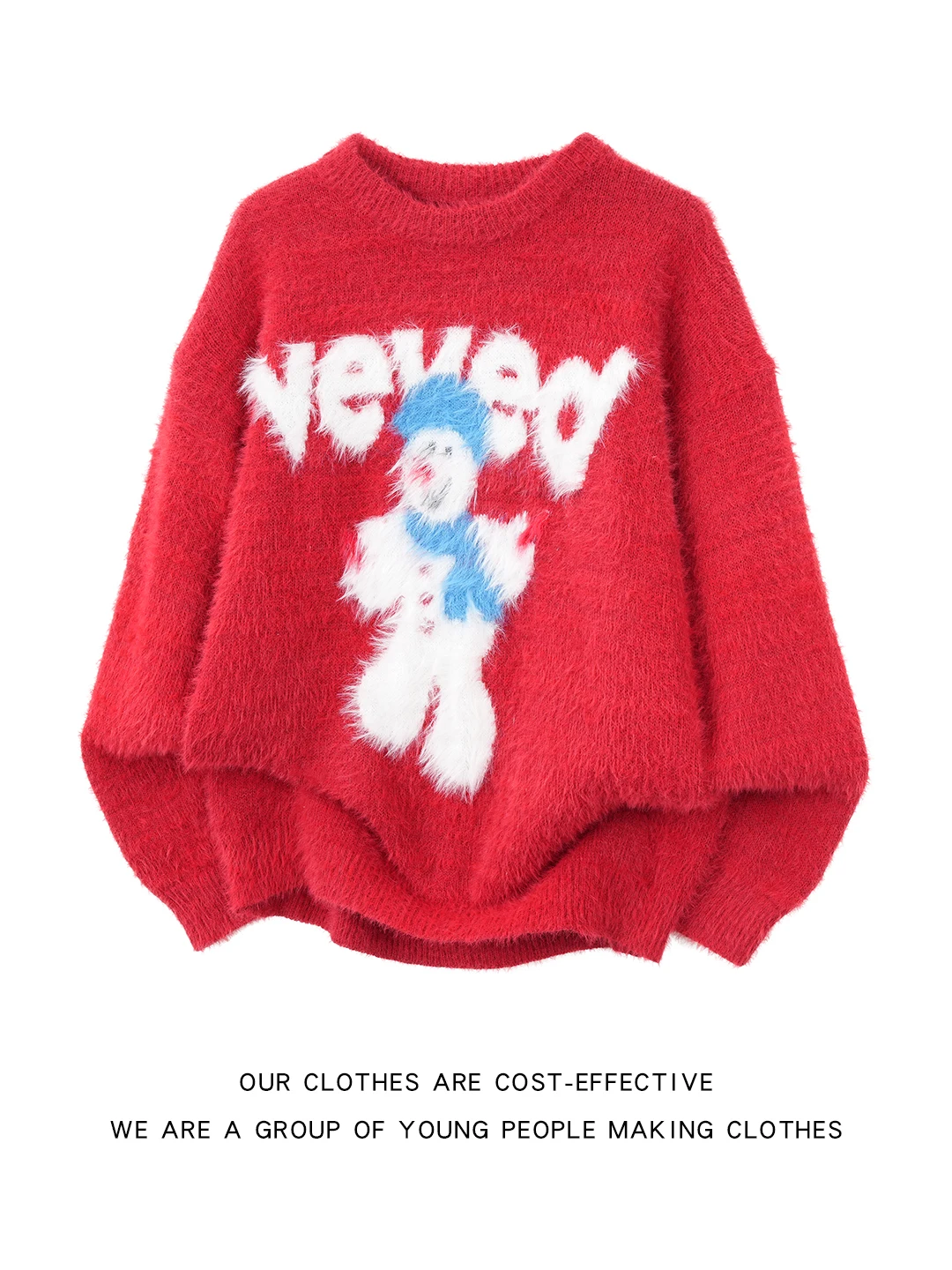 

Мужской зимний вязаный свитер Cisas Snowman: теплый базовый слой, утолщенный, с узором, длинный рукав, круглый вырез