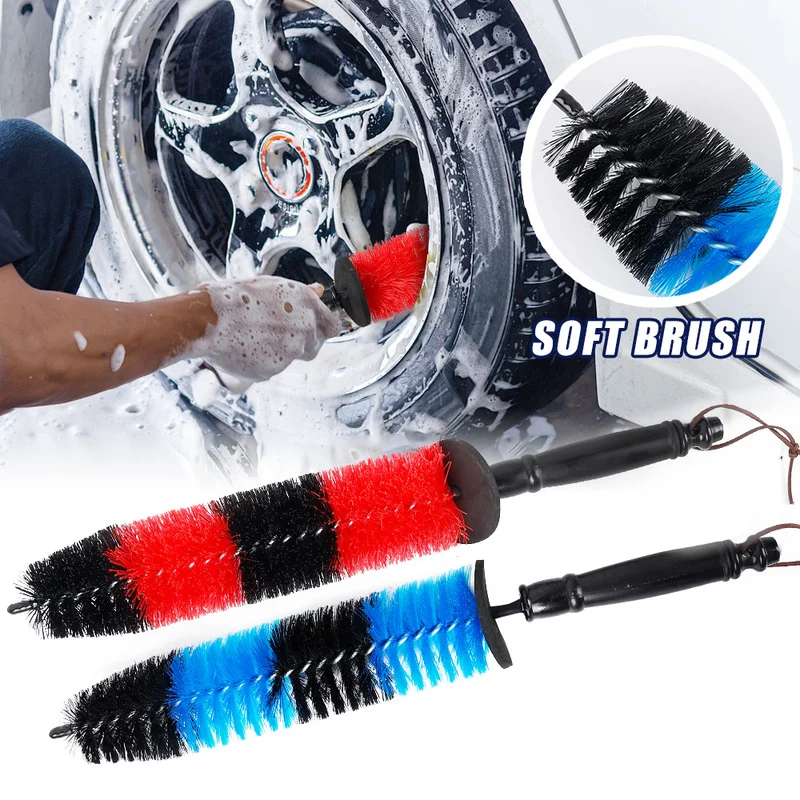 Car Wheel Multifunction Cleaning Brush Long Soft Handle Rim Hub Microfiber Brush Tire Detail Brush Auto Motorcycle Washing Tool