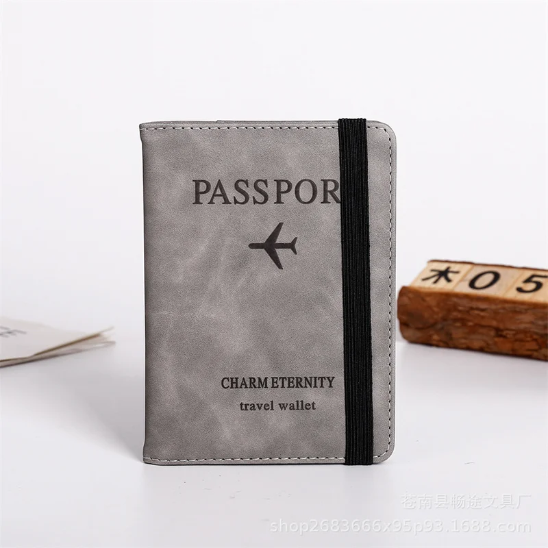 PU Leather Strap Passport Bag RFID Passport Holder Protective Case Traveling Abroad Wallet Cards Storage Tickets Purse Bags