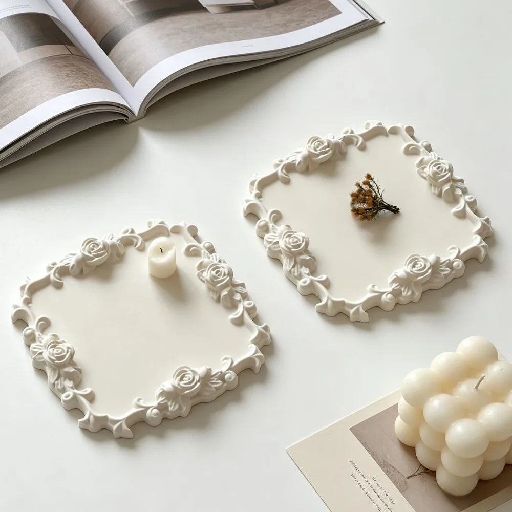Flexible Silicone Rose Lace Tray Silicone Mold Reusable Easy Release Epoxy Resin Casting Mold Tear Resistant Rose Lace Edge