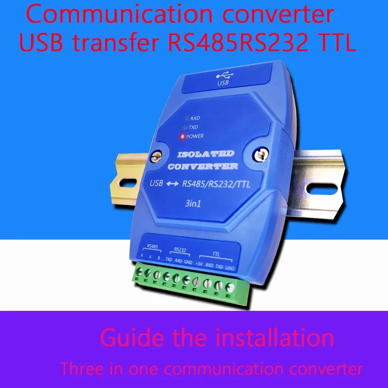 

USB to TTL/RS485/RS232 Three-in-one Communication Converter Hub Repeater Photoelectric Isolation Lightning Protection