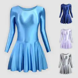 Length 65cm Sexy Women Pleated Yoga Mini Dress Bodycon Long Sleeve High Waist Sport Gym Dress