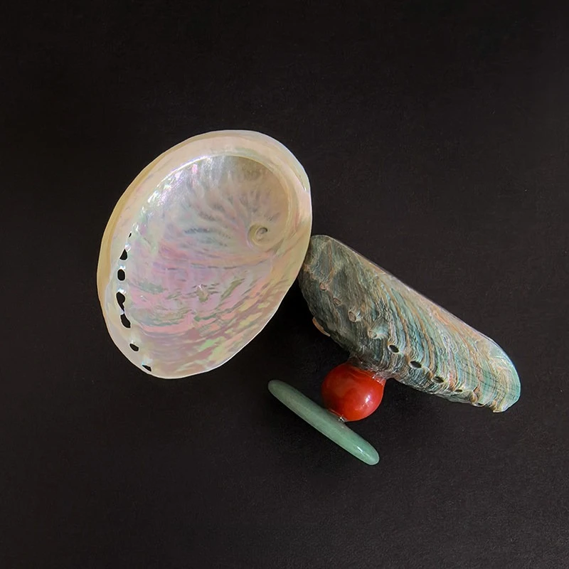 Natural Shell High Foot Plate with Crystal Base Abalone Shell Jewelry Plate Bedroom Living Room Ornament Girls Women Gifts
