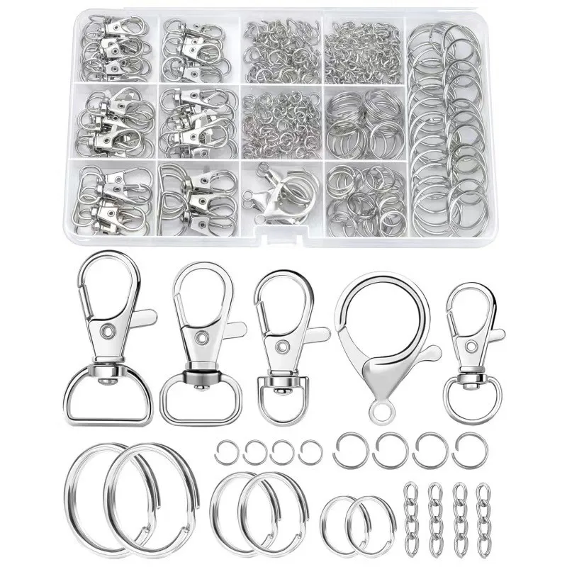 325PCS/Set Keychain Making Kit Jewelry DIY for Key Chain Making Garment Accessories Key Chain Clips Rings Lanyard Hooks