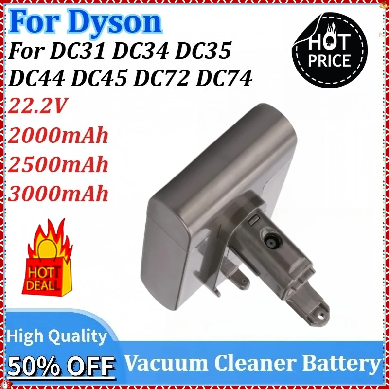 

22.2V 3000mAh Vacuum Cleaner Battery for Dyson V6 V7 V8 V10 DC31 DC34 DC35 DC44 DC45 DC72 DC74 Rechargeable Battery (Type-B)