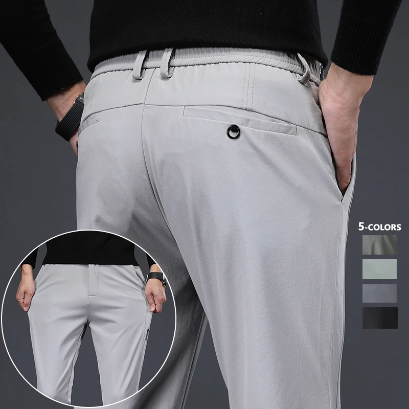 

High End Autumn Casual Pants Slim Fit Comfortable Business Thick Suit Pants Elastic Versatile Outdoor Fashion Long Trousers