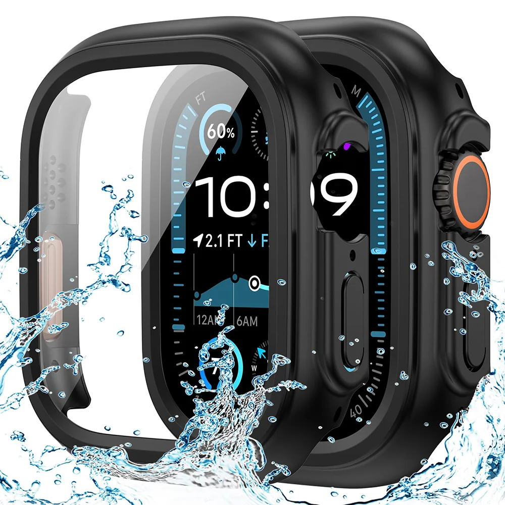 

Стекло + чехол для Apple Watch Ultra 49 мм, бампер для ПК + защитная пленка для экрана, закаленная роскошная коробка, чехол для apple watch ultra 2, аксессуары