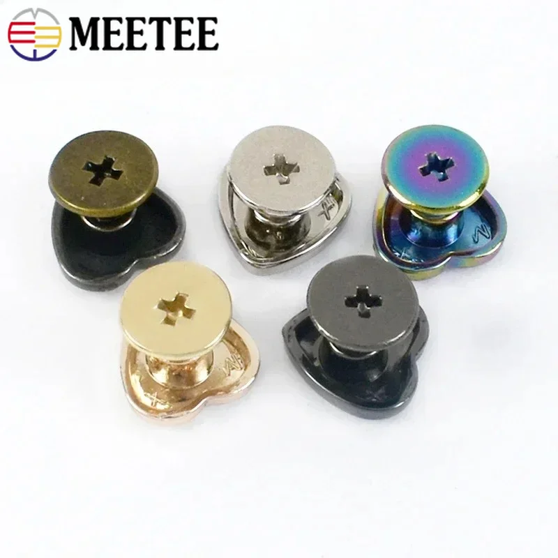20/50Pcs 8-14mm Heart Metal Rivet Screw Studs Bag Purse Foot Protect Nails Handbag Clasp DIY Leathercraft Hardware Accessory Kit