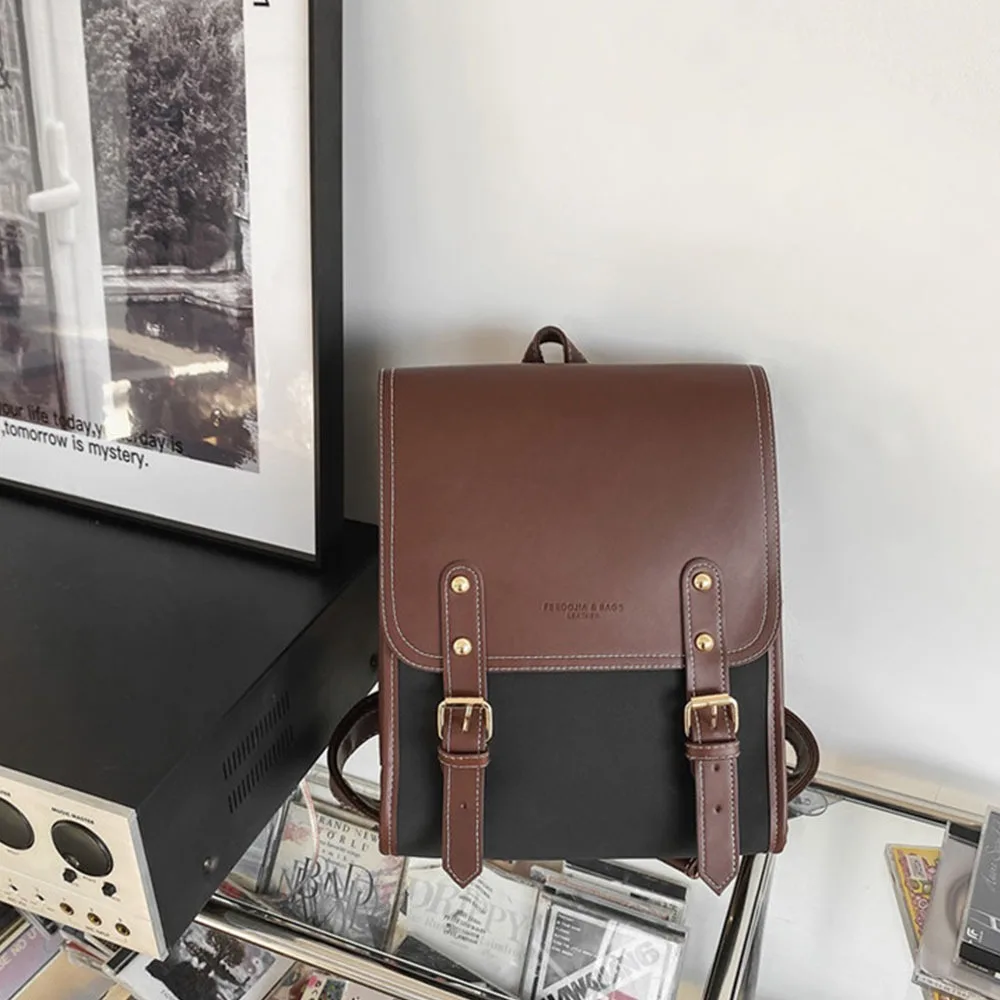 حقيبة ظهر يابانية بسيطة من جلد البولي يوريثان على طراز Preppy حقيبة مدرسية ذات سعة كبيرة Daypack