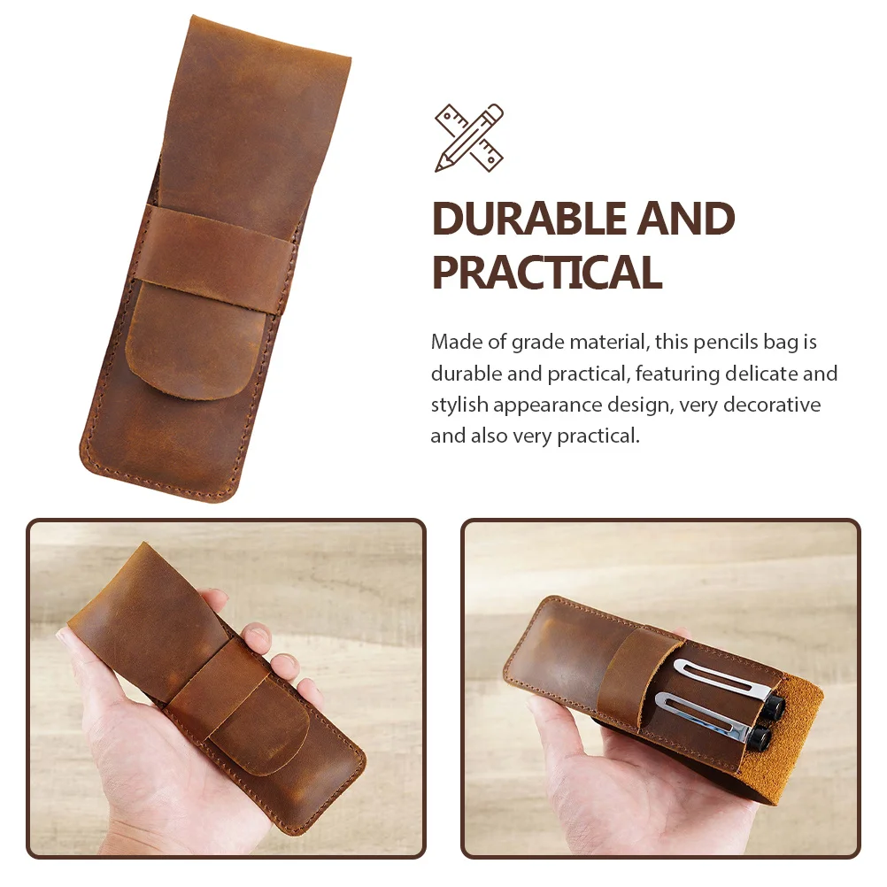 

Vintage Pen Case Stylish Pencil Bag for Drawing Pens Portable Pen Holder Ideal Gift for Men Women Smooth Cover Design