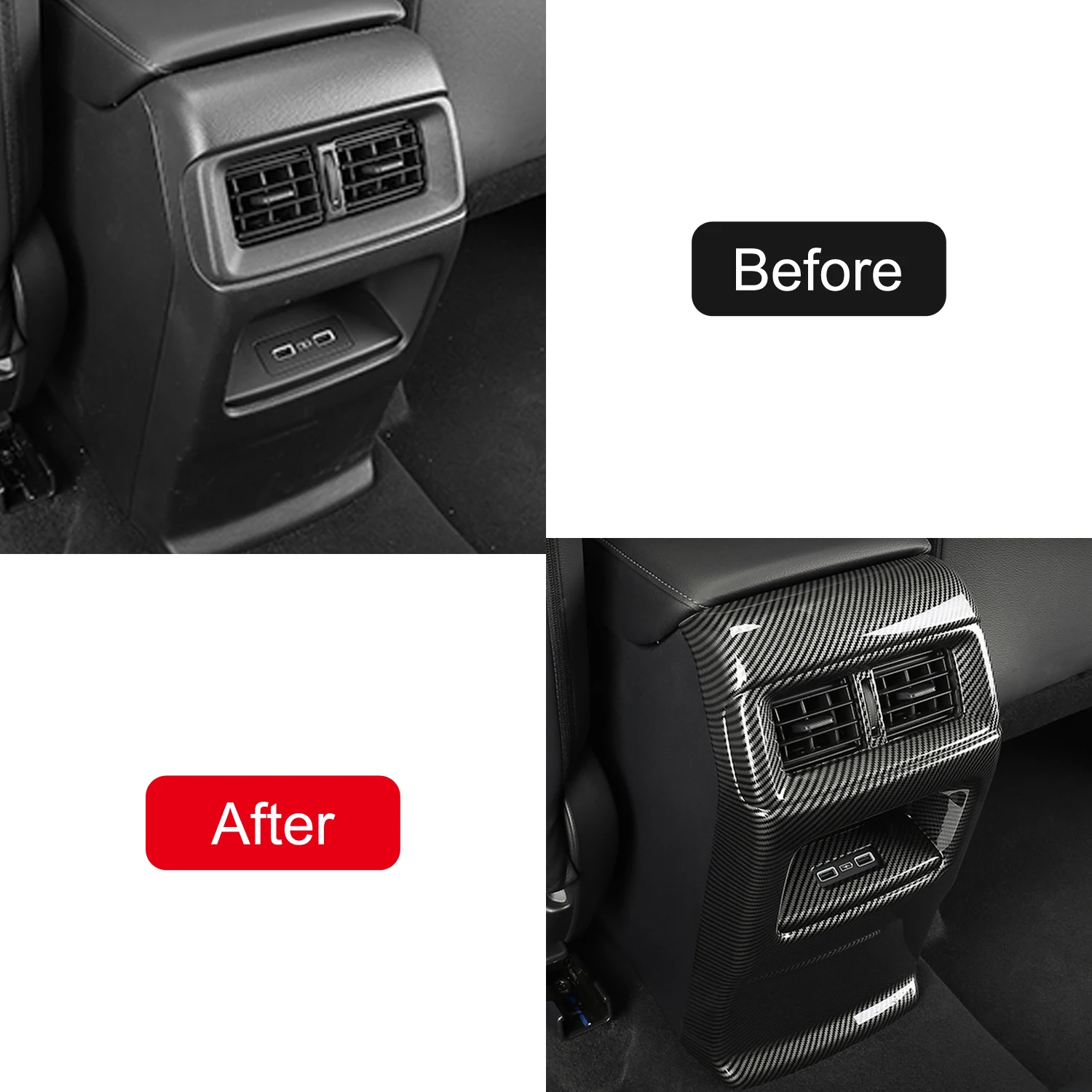 Car Accessories for Honda CR-V CRV 2023 2024 Carbon Fiber Style Interior Rear Air Vent Panel Cover Trim