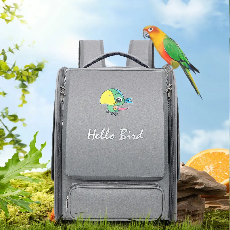 

5 pieces Parrot Backpack Travel Transport Bird Cage With Stainless Steel Tray Foldable Bird Breathable Double-shoulder Backpack