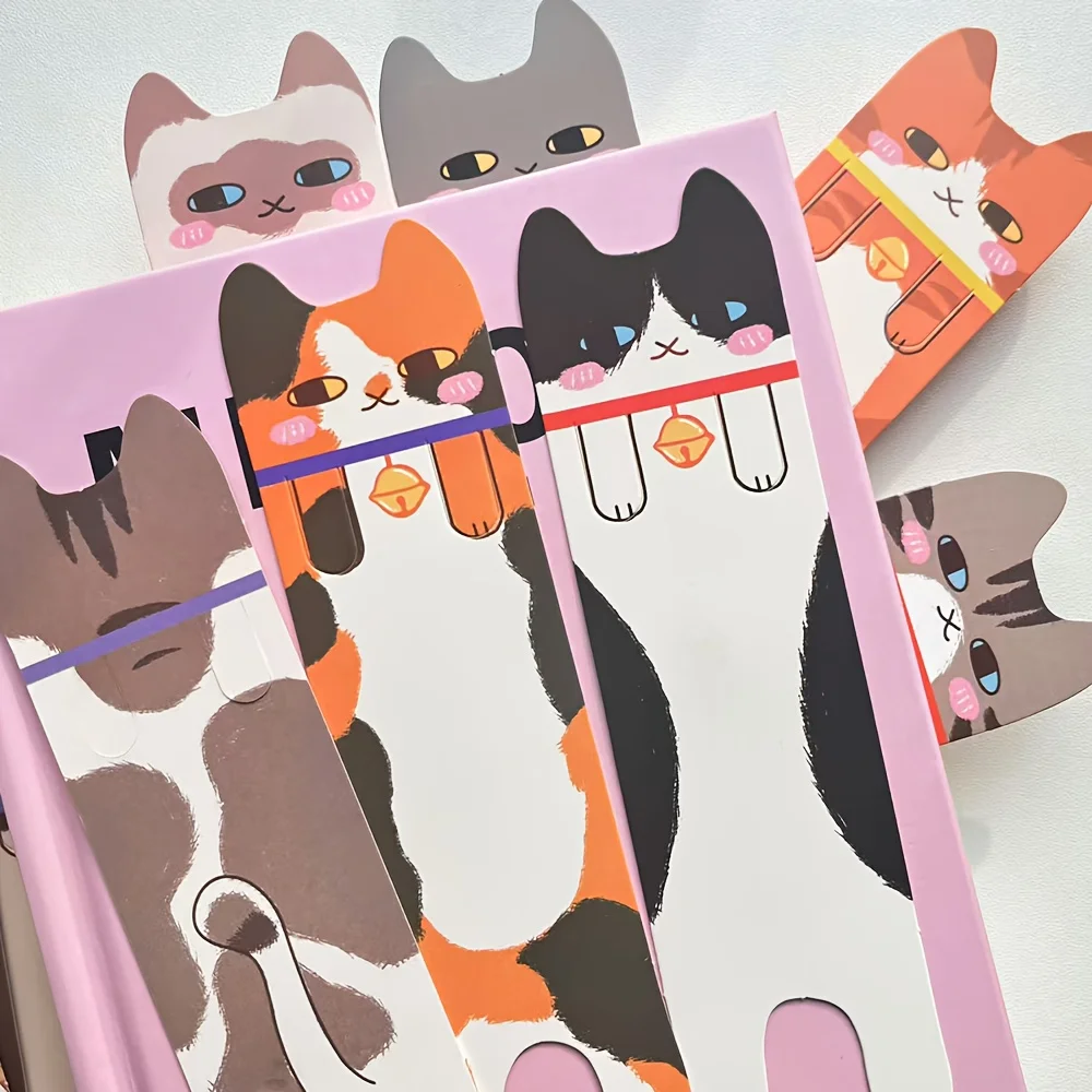 30pcs Cartoon Cat Bookmarks Students Reading Books Book Pages Labeling Paper Cards Books Office Supplies Decorative DIY Bookmark