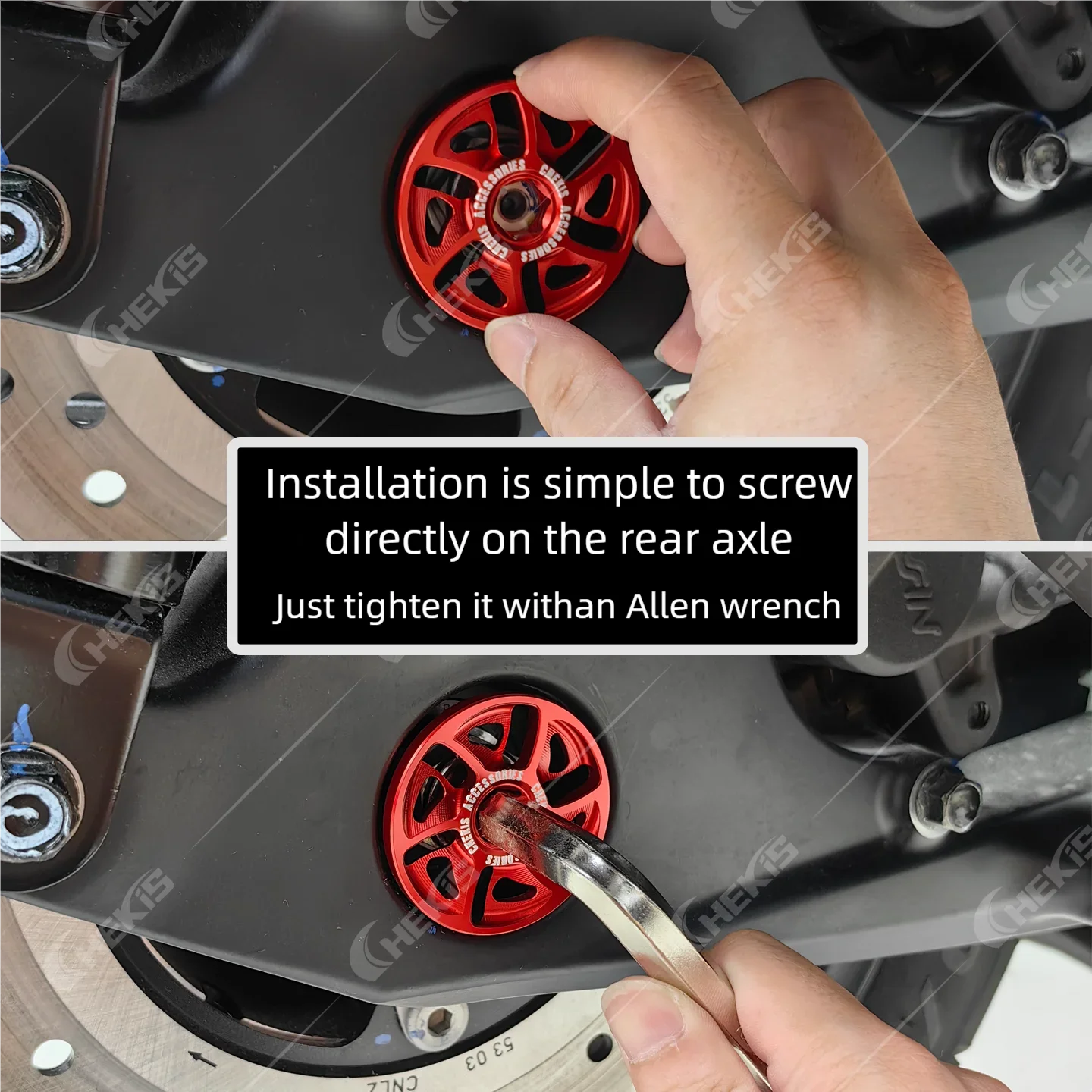 Chekis Is Suitable for Honda Adv350 Forza350/250 Nss350 Modified Rear Axle Decorative Ring, Rear Axle Metal Cover, Aluminum Alloy Rotating Cover