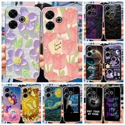 For Xiaomi Redmi 13 4G Case 2024 New Fashion Tulip Flower Butterfly Soft Silicone Clear Phone Back Cover For Xiomi Redmi 13 Capa