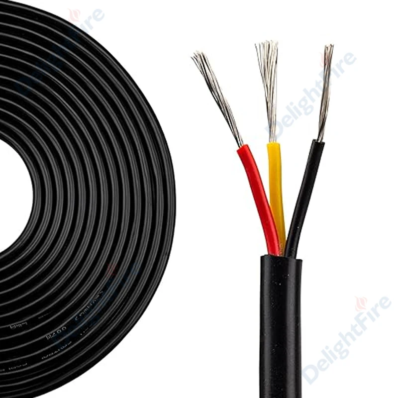 

Трехжильный кабель в оболочке 28, 26, 24, 22, 20, 18, 16, 14 AWG, гибкий, из луженой меди в ПВХ-изоляции, для акустических систем, аудиоустройств, светодиодных лент