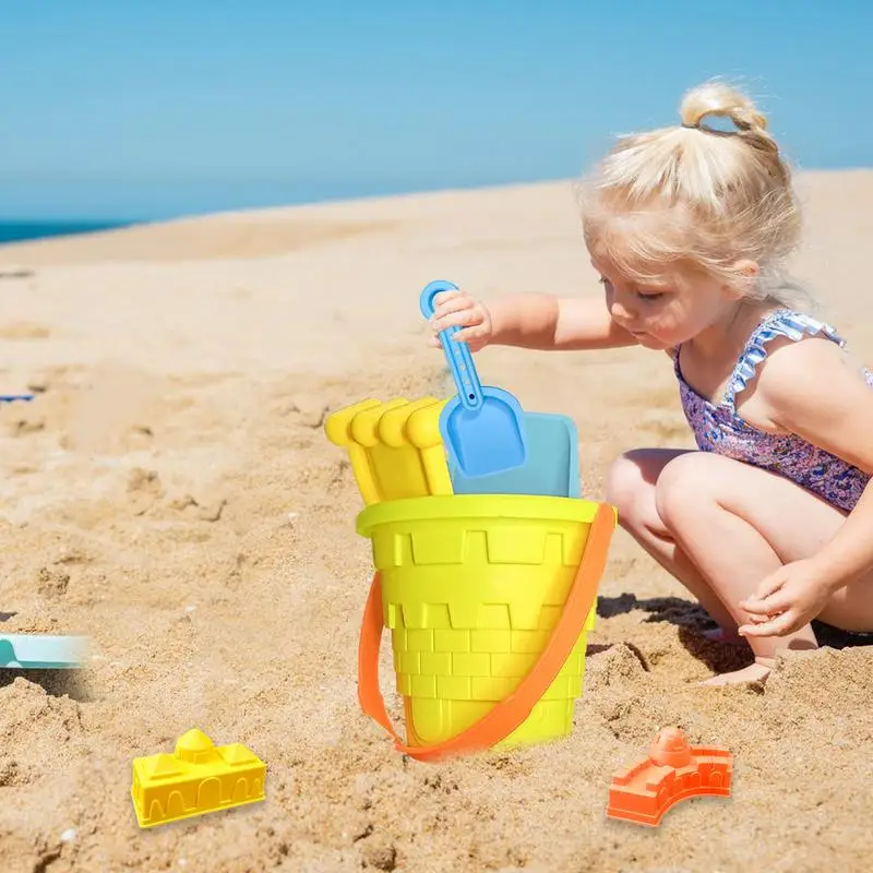 Cubo de arena plegable para niños, juguete de 11 piezas, juego de playa para verano, moldes de animales para ARENA, accesorios para juegos