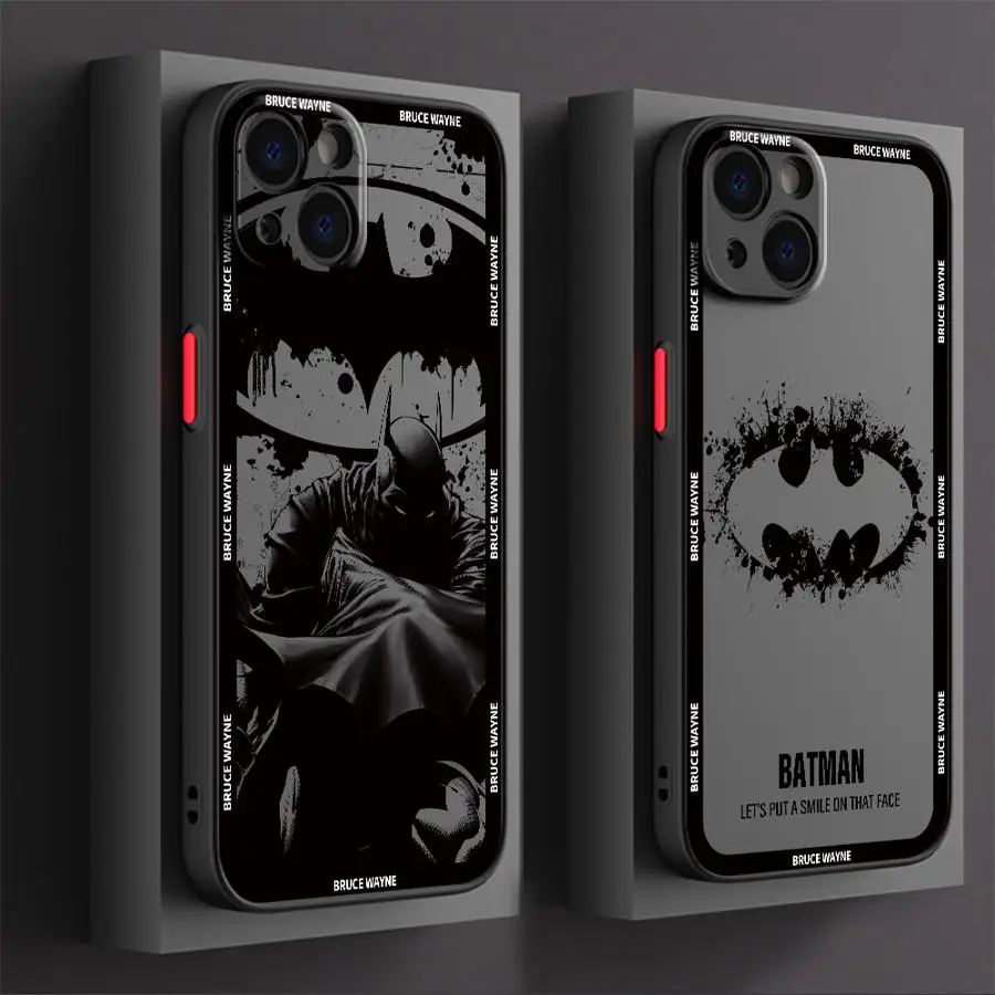 Cool B-Batmans Logo Phone Case for iPhone 15 16 Pro Max 14 Plus 12 13 11 Pro Max SE 7 8 14 Pro XR XS X Black Edge Matte Shell