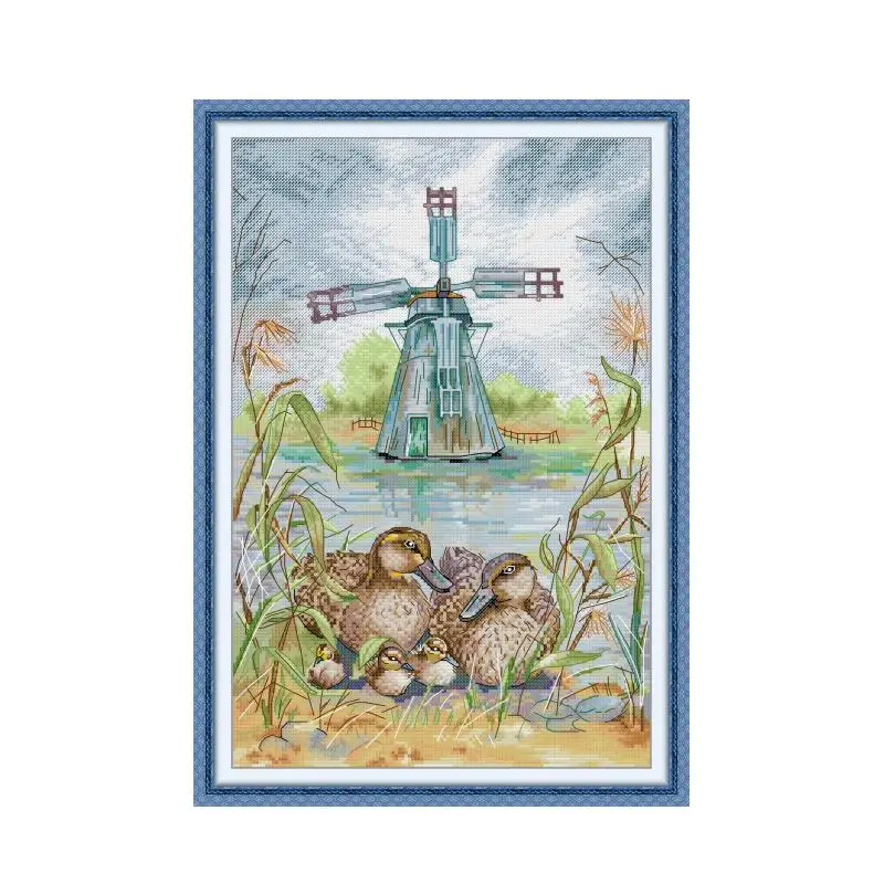 Eine Familie wilde Enten Kreuzstichset 16CT 14CT 11CT HD-Druck Leinwand Handarbeit Stickerei DIY handgemachte Heimdekoration