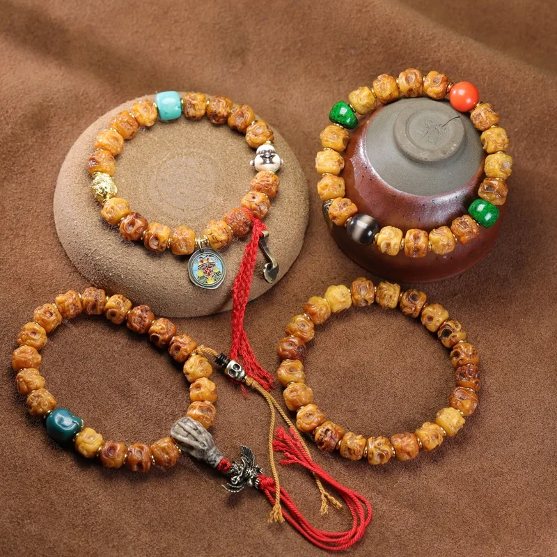 Tibetan Dapeng Bird Hand-Braided Bracelet with Dzi Beads Zajilam Style for Men and Women