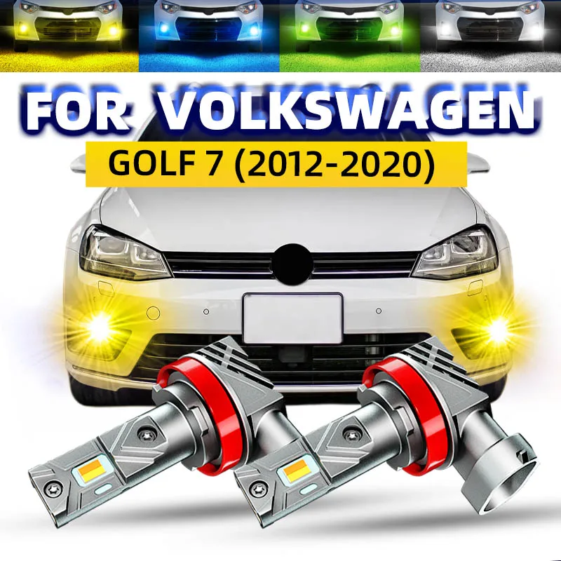 2pcs Car LED Front Fog Lights Bulbs Dual Colors Switchback White Yellow For Volkswagen VW Golf 7 Alltrack Sportsvan 2012-2020